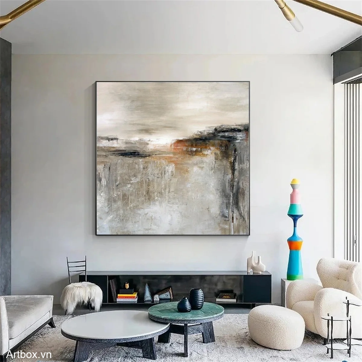 Bình Yên Từ Bóng Đổ – Tranh Sơn Acrylic Trừu Tượng Trừu tượng Đa sắc Trang Trí Phòng khách, Phòng ngủ – Phong Cách Hiện Đại