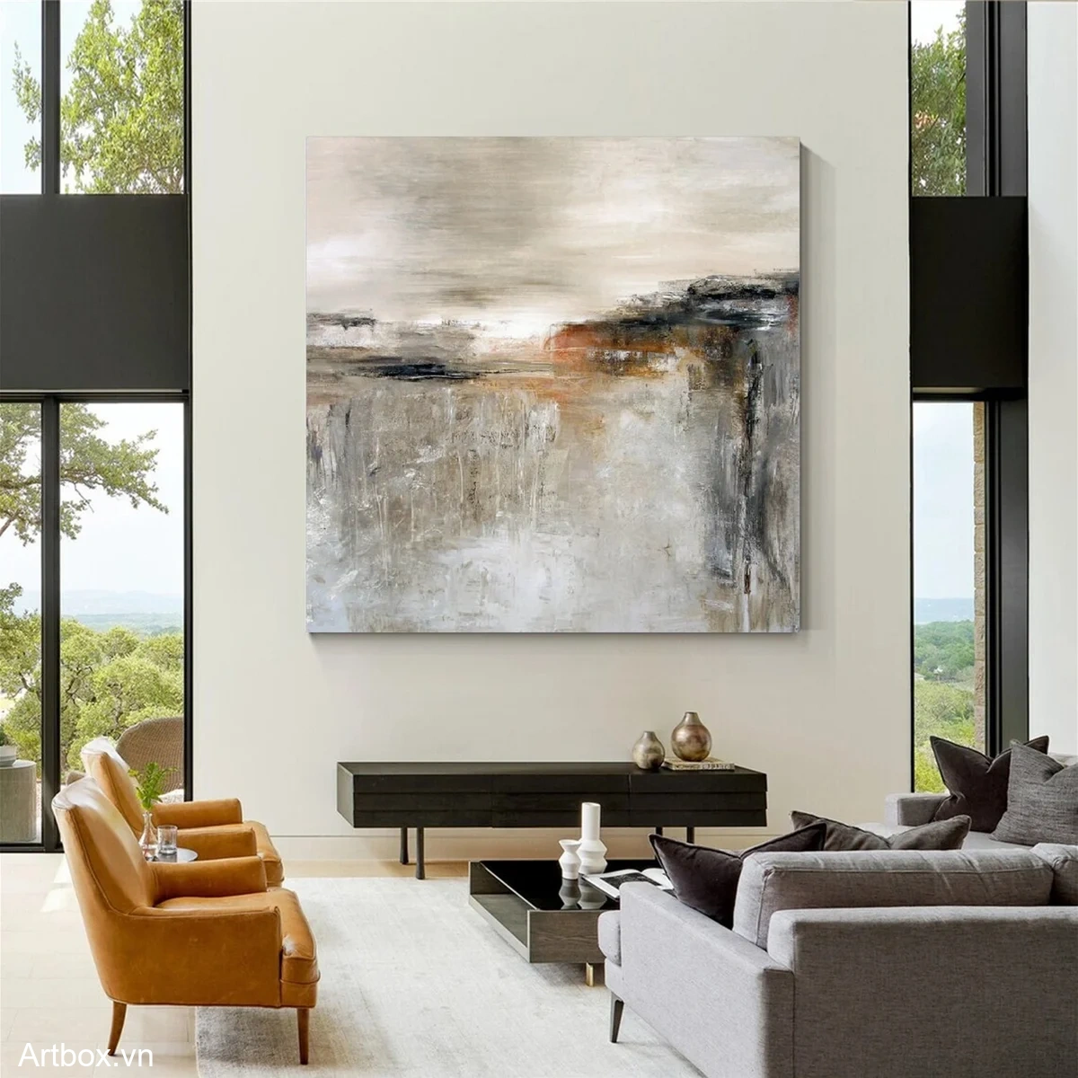 Bình Yên Từ Bóng Đổ – Tranh Sơn Acrylic Trừu Tượng Trừu tượng Đa sắc Trang Trí Phòng khách, Phòng ngủ – Phong Cách Hiện Đại