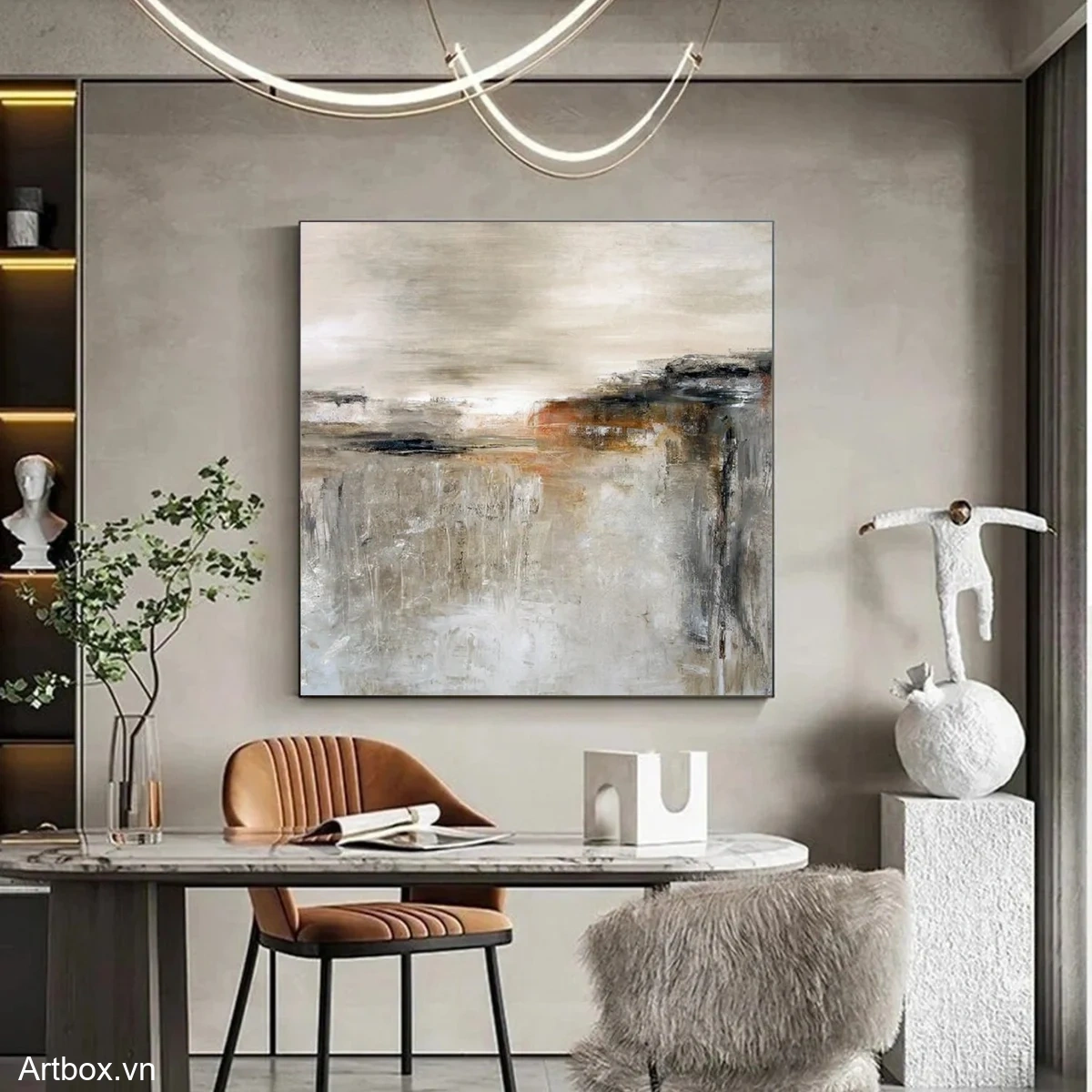 Bình Yên Từ Bóng Đổ – Tranh Sơn Acrylic Trừu Tượng Trừu tượng Đa sắc Trang Trí Phòng khách, Phòng ngủ – Phong Cách Hiện Đại