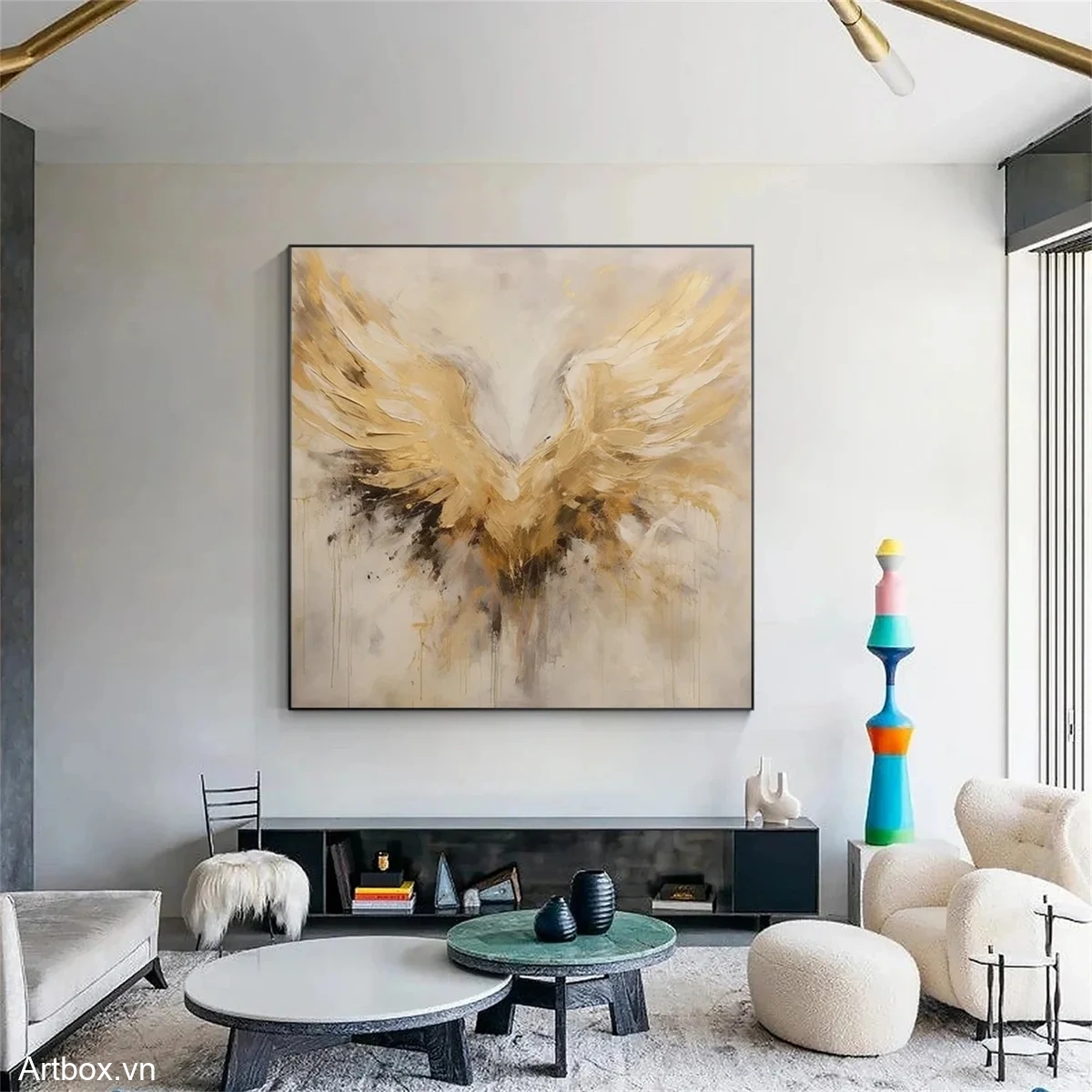 Cánh Thiên Thần Vàng – Tranh Sơn Acrylic Trừu Tượng Trừu tượng Đa sắc Trang Trí Phòng khách, Phòng làm việc – Phong Cách Hiện Đại Cánh Thiên Thần Vàng – Tranh Sơn Acrylic Trừu Tượng Trừu tượng Đa sắc Trang Trí Phòng khách, Phòng làm việc – Phong Cách Hiện Đại