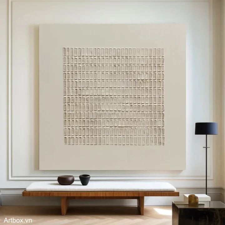 Hơi Thở Tự Nhiên – Tranh Sơn Acrylic Trừu Tượng Trừu tượng Nâu be Trang Trí Phòng khách, Phòng ngủ – Phong Cách Hiện Đại