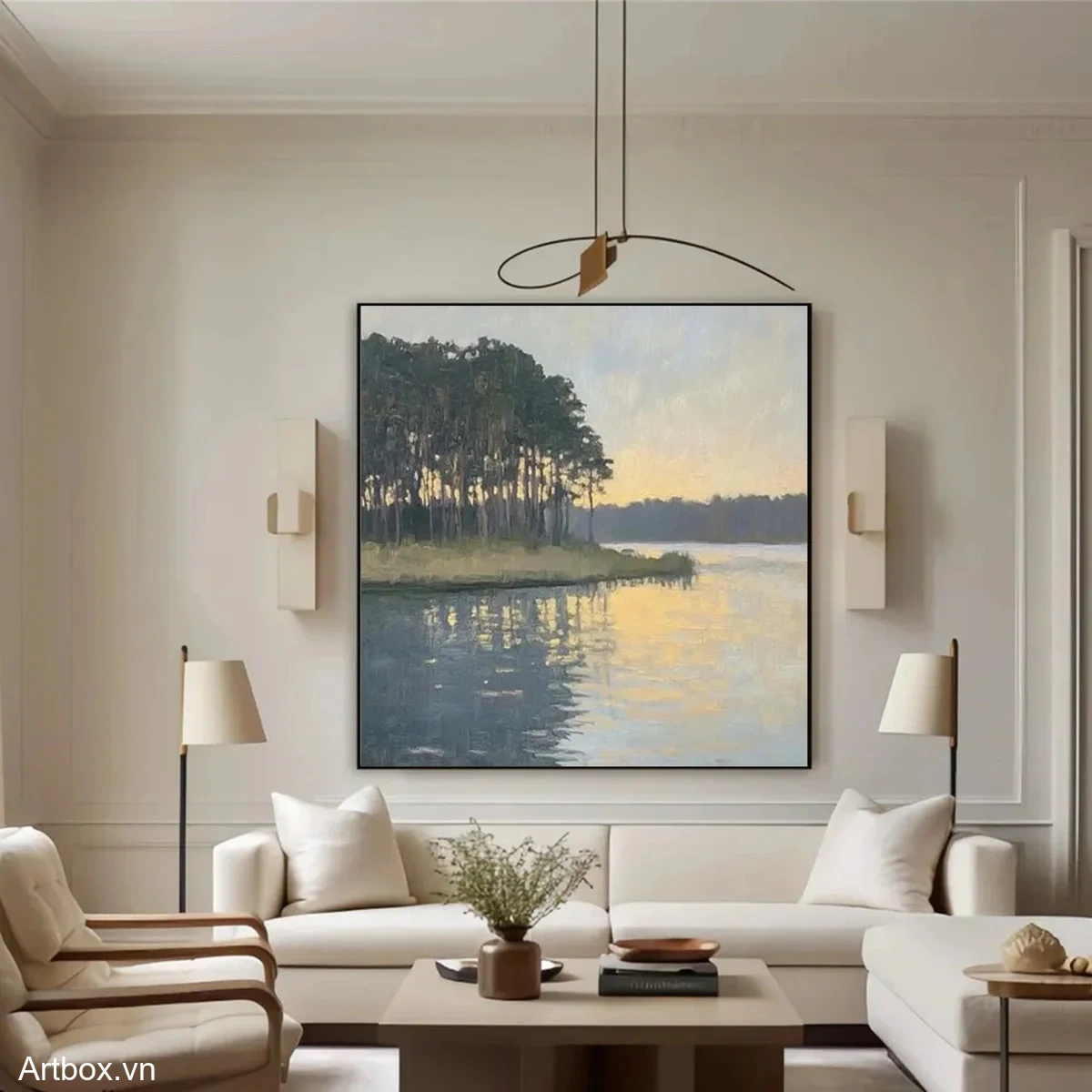 Bình Minh Trên Hồ Nước - Mẫu 1