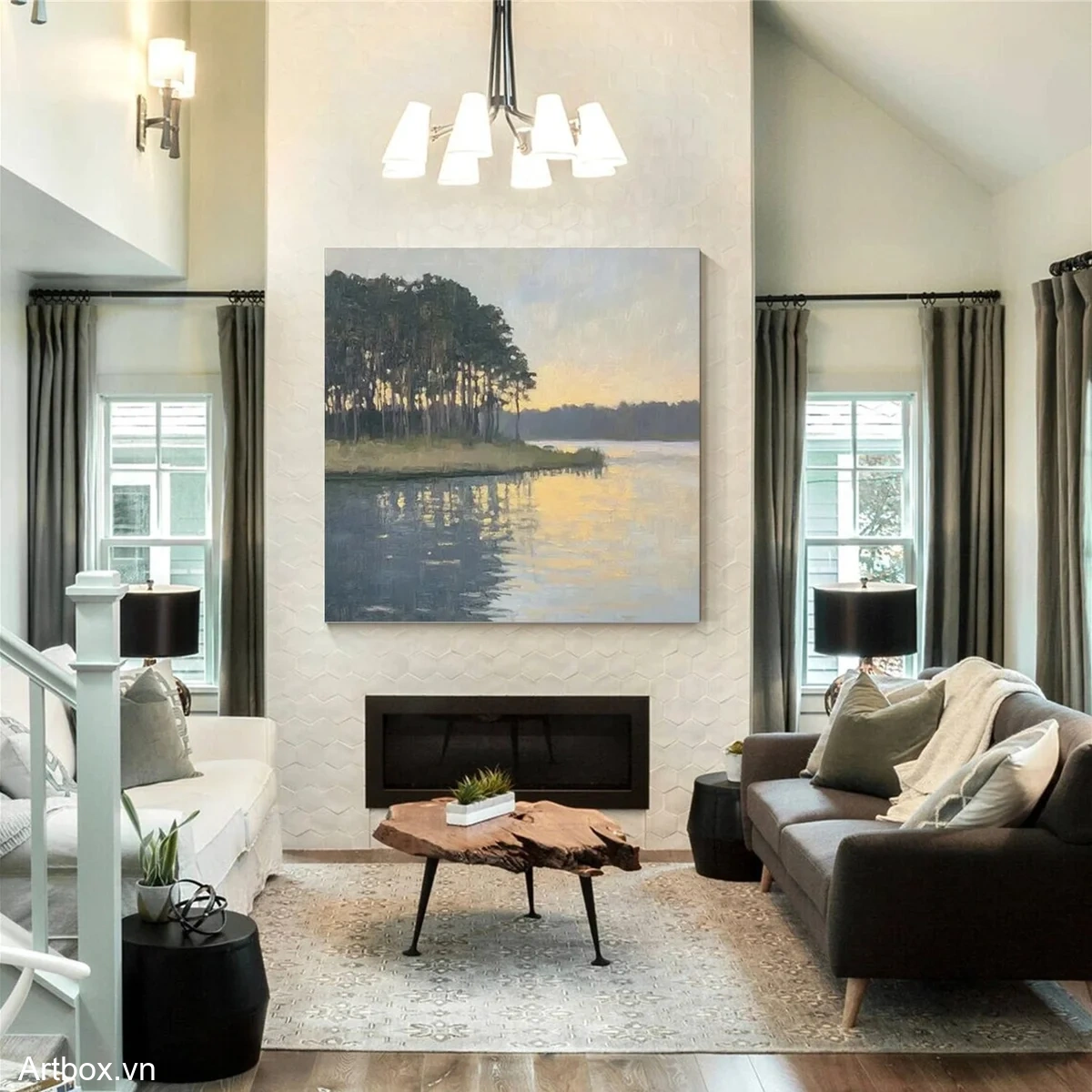 Bình Minh Trên Hồ Nước - Mẫu 2