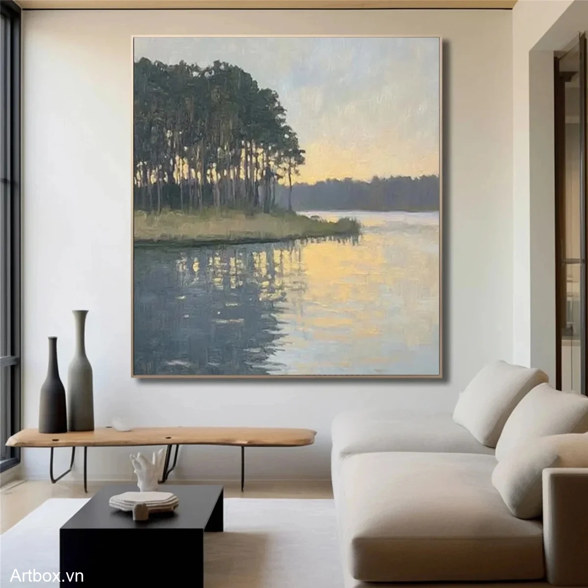 Bình Minh Trên Hồ Nước – Tranh Sơn Acrylic Trừu Tượng Hồ nước Xanh dương Trang Trí Phòng ngủ, Phòng khách – Phong Cách Hiện Đại Bình Minh Trên Hồ Nước – Tranh Sơn Acrylic Trừu Tượng Hồ nước Xanh dương Trang Trí Phòng ngủ, Phòng khách – Phong Cách Hiện Đại