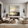 Bình Minh Trên Biển – Tranh Sơn Acrylic Trừu Tượng Biển Đa sắc Trang Trí Phòng khách, Phòng ngủ – Phong Cách Hiện Đại