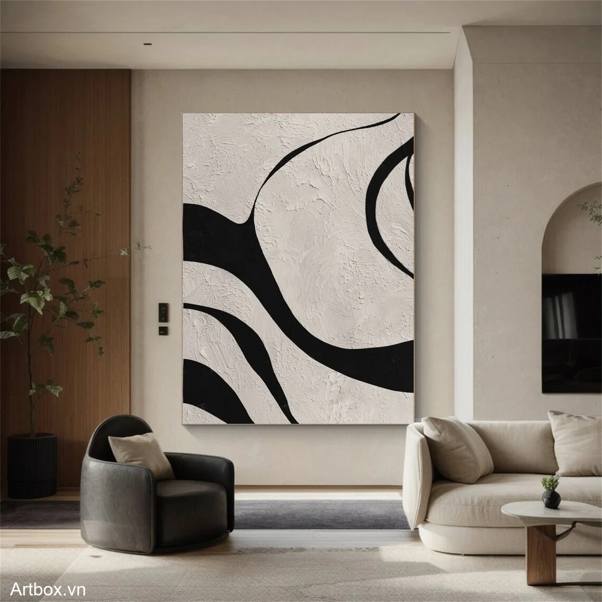 Dòng Chảy Tĩnh Lặng – Tranh Sơn Acrylic Trừu Tượng Trừu tượng Đen trắng Trang Trí Phòng khách, Phòng làm việc – Phong Cách Hiện Đại Dòng Chảy Tĩnh Lặng – Tranh Sơn Acrylic Trừu Tượng Trừu tượng Đen trắng Trang Trí Phòng khách, Phòng làm việc – Phong Cách Hiện Đại