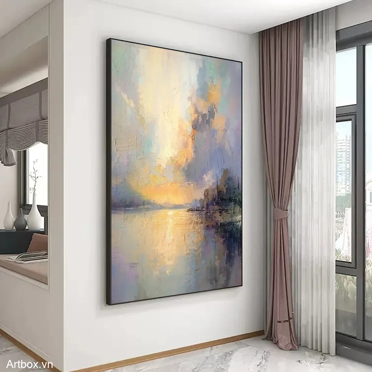 Bình Minh Trên Hồ Nước - Mẫu 3