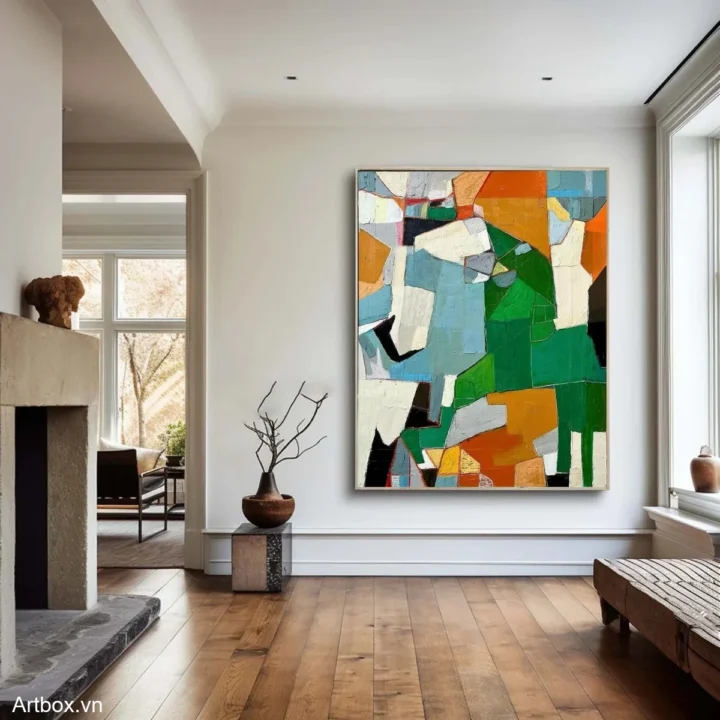 Hòa Quyện Màu Sắc – Tranh Sơn Acrylic Trừu Tượng Trừu tượng Đa sắc Trang Trí Phòng khách, Văn Phòng – Phong Cách Hiện Đại