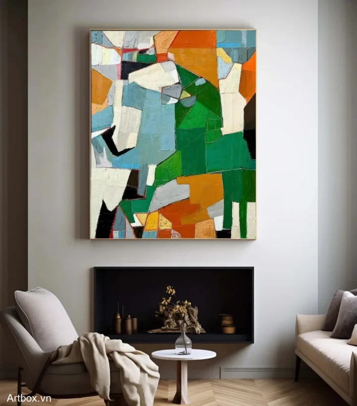 Hòa Quyện Màu Sắc – Tranh Sơn Acrylic Trừu Tượng Trừu tượng Đa sắc Trang Trí Phòng khách, Văn Phòng – Phong Cách Hiện Đại