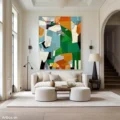 Hòa Quyện Màu Sắc – Tranh Sơn Acrylic Trừu Tượng Trừu tượng Đa sắc Trang Trí Phòng khách, Văn Phòng – Phong Cách Hiện Đại