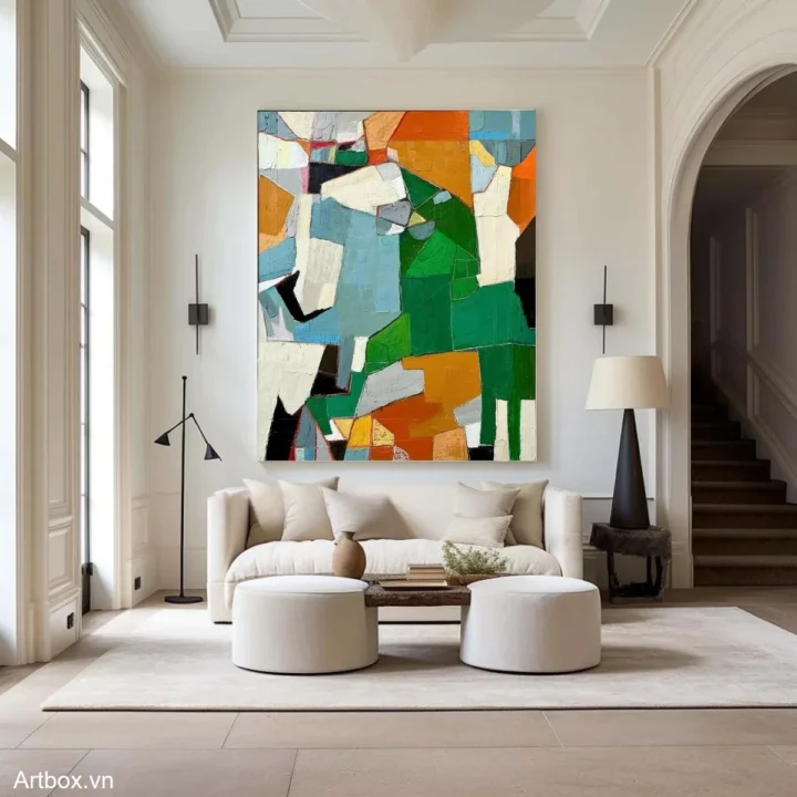 Hòa Quyện Màu Sắc – Tranh Sơn Acrylic Trừu Tượng Trừu tượng Đa sắc Trang Trí Phòng khách, Văn Phòng – Phong Cách Hiện Đại