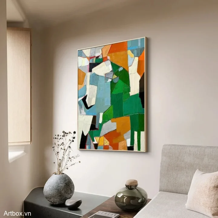 Hòa Quyện Màu Sắc – Tranh Sơn Acrylic Trừu Tượng Trừu tượng Đa sắc Trang Trí Phòng khách, Văn Phòng – Phong Cách Hiện Đại
