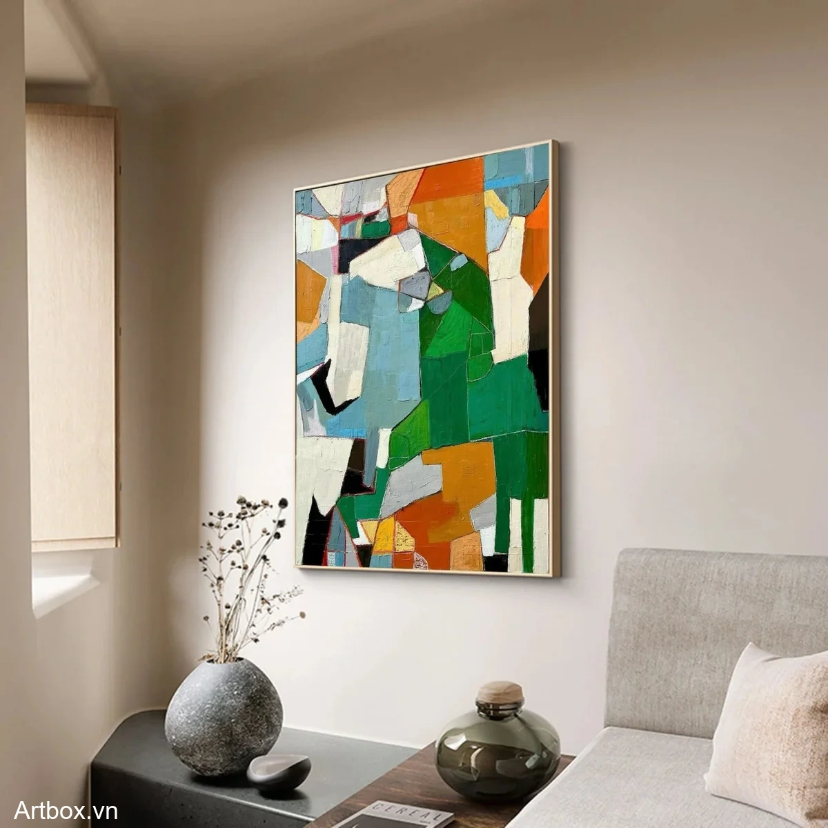 Hòa Quyện Màu Sắc – Tranh Sơn Acrylic Trừu Tượng Trừu tượng Đa sắc Trang Trí Phòng khách, Văn Phòng – Phong Cách Hiện Đại