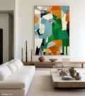 Hòa Quyện Màu Sắc – Tranh Sơn Acrylic Trừu Tượng Trừu tượng Đa sắc Trang Trí Phòng khách, Văn Phòng – Phong Cách Hiện Đại