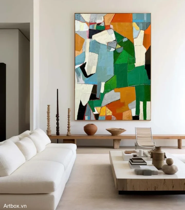 Hòa Quyện Màu Sắc – Tranh Sơn Acrylic Trừu Tượng Trừu tượng Đa sắc Trang Trí Phòng khách, Văn Phòng – Phong Cách Hiện Đại