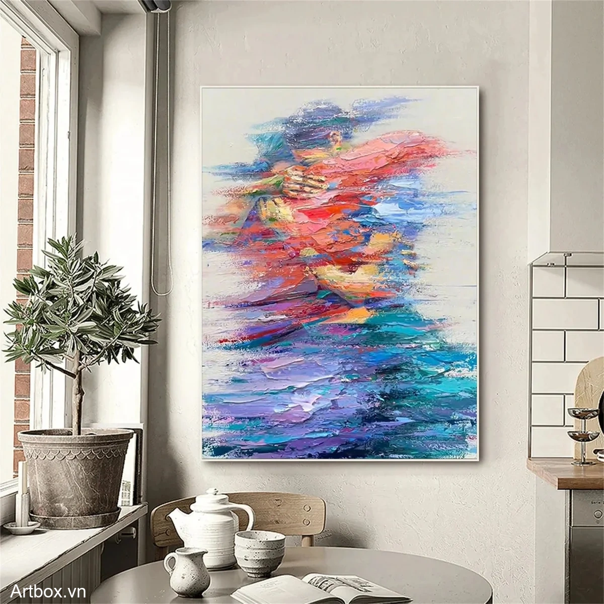 Sắc Màu Tình Yêu – Tranh Sơn Acrylic Trừu Tượng Trừu tượng Đa sắc Trang Trí Phòng khách, Phòng ngủ – Phong Cách Hiện Đại