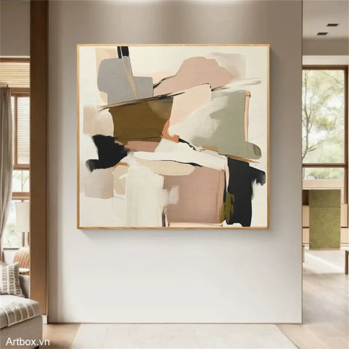 Hòa Quyện Cảm Xúc – Tranh Sơn Acrylic Trừu Tượng Trừu tượng Đa sắc Trang Trí Phòng khách, Phòng ngủ – Phong Cách Hiện Đại