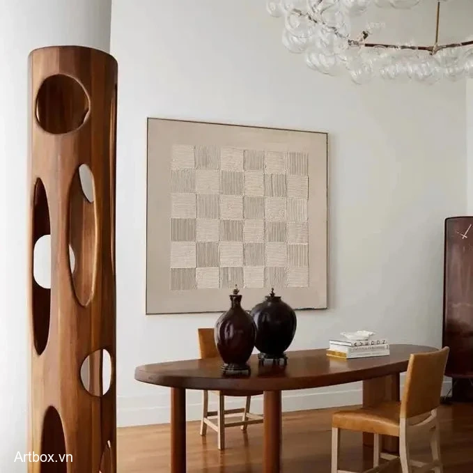 Hòa Quyện Đường Nét – Tranh Sơn Acrylic Trừu Tượng Minimal / Tối giản Đen trắng Trang Trí Phòng khách, Phòng làm việc – Phong Cách Hiện Đại