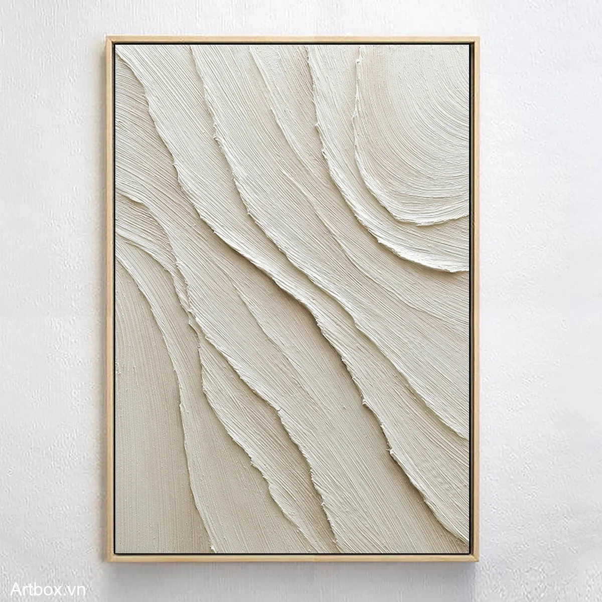 Dòng Chảy Tĩnh Lặng – Tranh Sơn Acrylic Trừu Tượng Trừu tượng Nâu be Trang Trí Phòng khách, Phòng ngủ – Phong Cách Hiện Đại