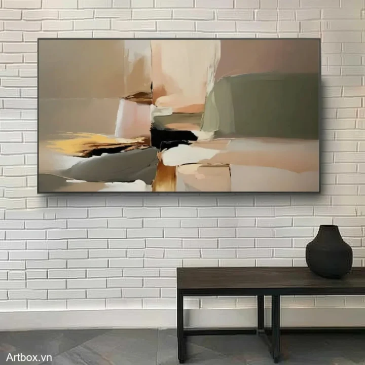 Hòa Quyện Tĩnh Lặng – Tranh Sơn Acrylic Trừu Tượng Trừu tượng Đa sắc Trang Trí Phòng khách, Phòng ngủ – Phong Cách Hiện Đại