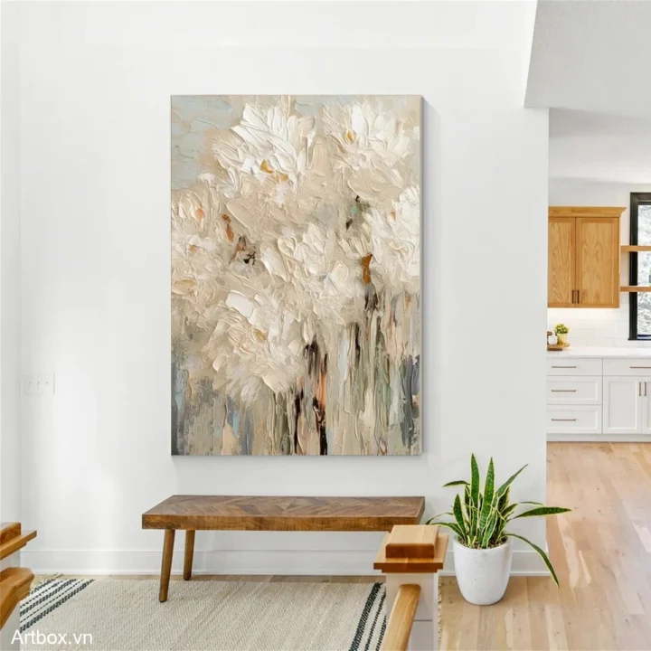 Sắc Hoa Dịu Dàng – Tranh Sơn Acrylic Trừu Tượng Hoa Pastel Trang Trí Phòng khách, Phòng ngủ – Phong Cách Hiện Đại