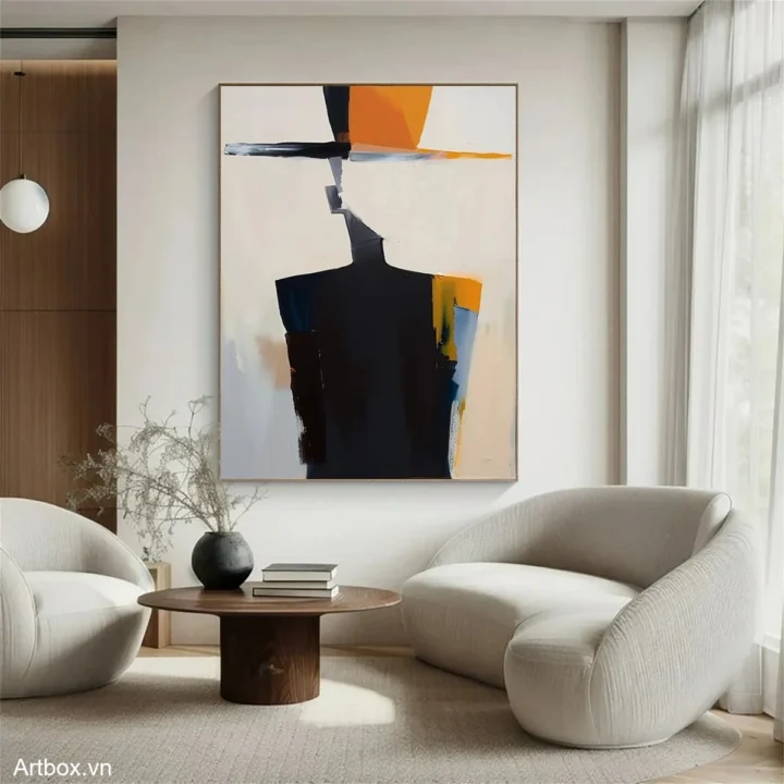 Hình Thể Bí Ẩn – Tranh Sơn Acrylic Trừu Tượng Hình thể Đa sắc Trang Trí Phòng khách, Phòng làm việc – Phong Cách Hiện Đại