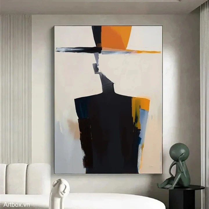 Hình Thể Bí Ẩn – Tranh Sơn Acrylic Trừu Tượng Hình thể Đa sắc Trang Trí Phòng khách, Phòng làm việc – Phong Cách Hiện Đại