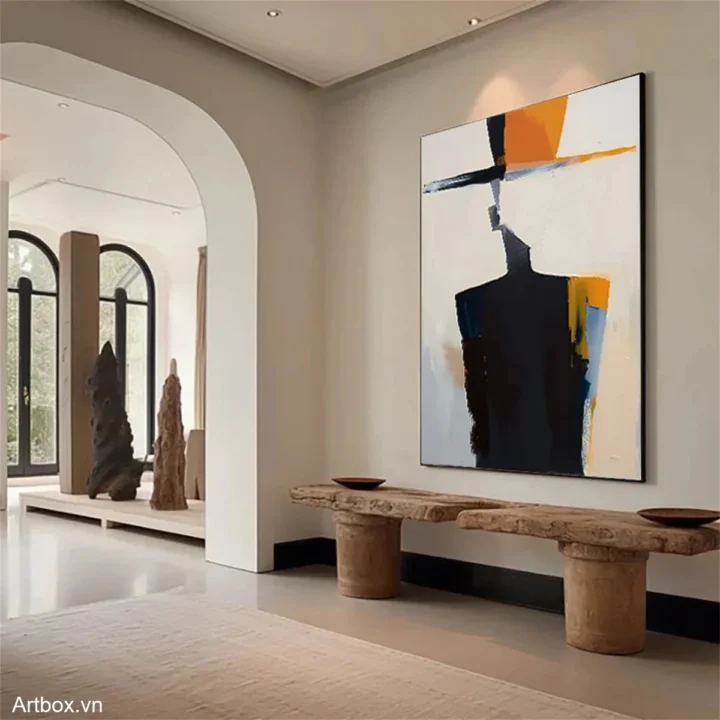 Hình Thể Bí Ẩn – Tranh Sơn Acrylic Trừu Tượng Hình thể Đa sắc Trang Trí Phòng khách, Phòng làm việc – Phong Cách Hiện Đại