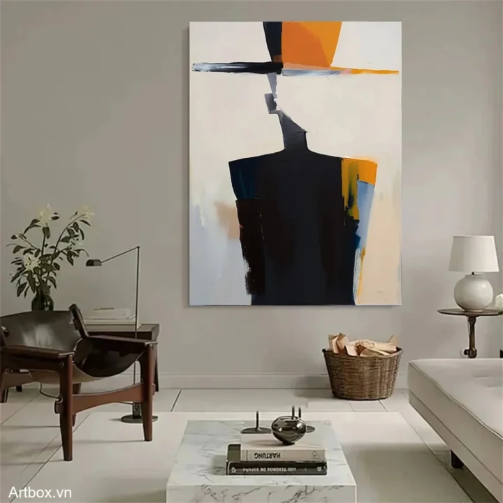 Hình Thể Bí Ẩn – Tranh Sơn Acrylic Trừu Tượng Hình thể Đa sắc Trang Trí Phòng khách, Phòng làm việc – Phong Cách Hiện Đại
