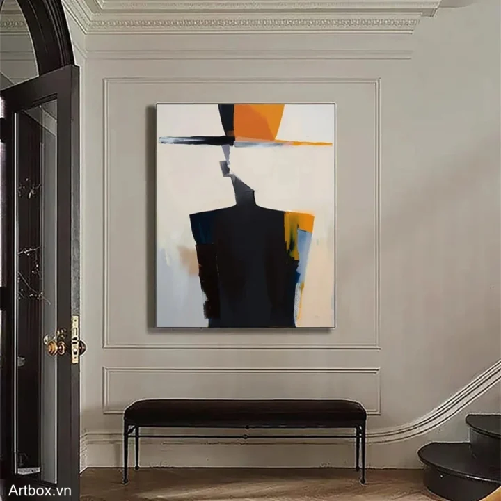 Hình Thể Bí Ẩn – Tranh Sơn Acrylic Trừu Tượng Hình thể Đa sắc Trang Trí Phòng khách, Phòng làm việc – Phong Cách Hiện Đại
