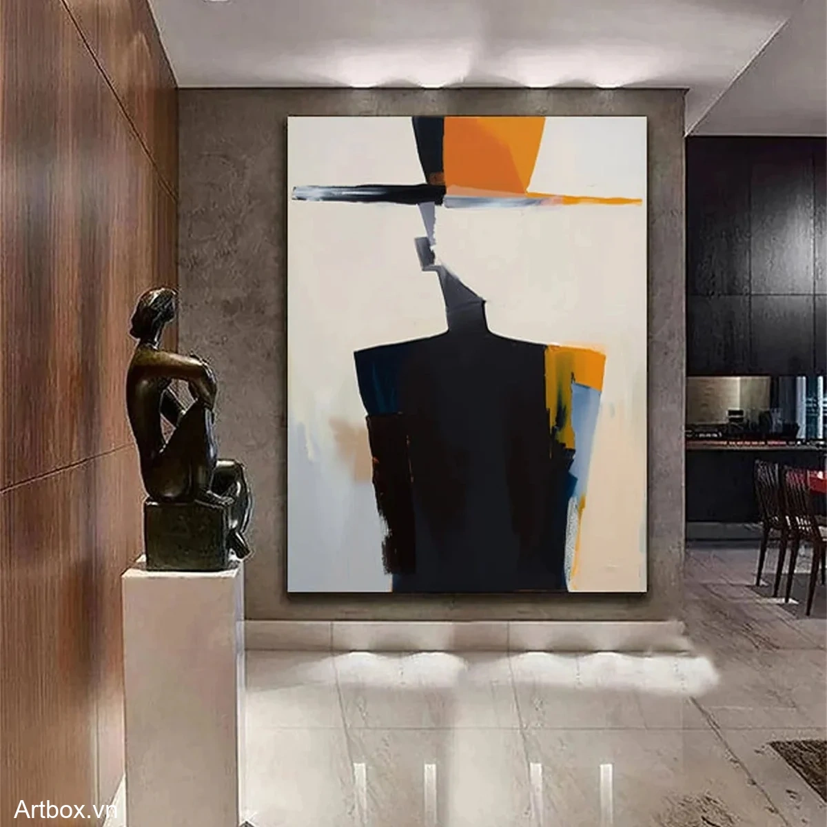 Hình Thể Bí Ẩn – Tranh Sơn Acrylic Trừu Tượng Hình thể Đa sắc Trang Trí Phòng khách, Phòng làm việc – Phong Cách Hiện Đại