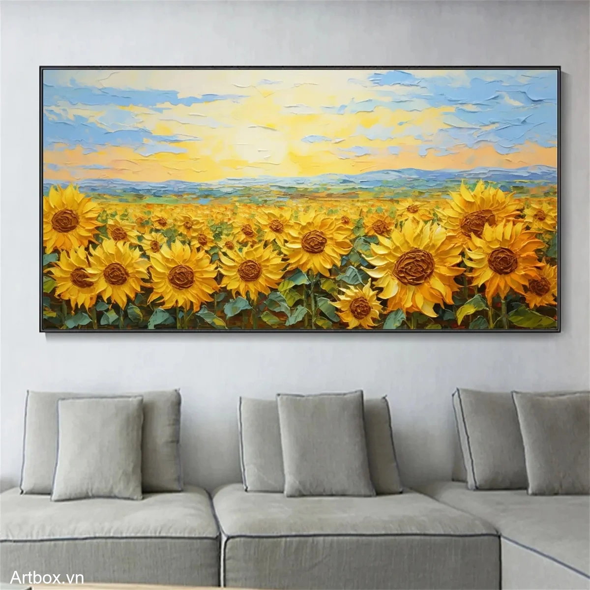 Cánh Đồng Hoa Hướng Dương – Tranh Sơn Acrylic Trừu Tượng Hoa Vàng Trang Trí Phòng khách, Phòng ngủ – Phong Cách Hiện Đại Cánh Đồng Hoa Hướng Dương – Tranh Sơn Acrylic Trừu Tượng Hoa Vàng Trang Trí Phòng khách, Phòng ngủ – Phong Cách Hiện Đại