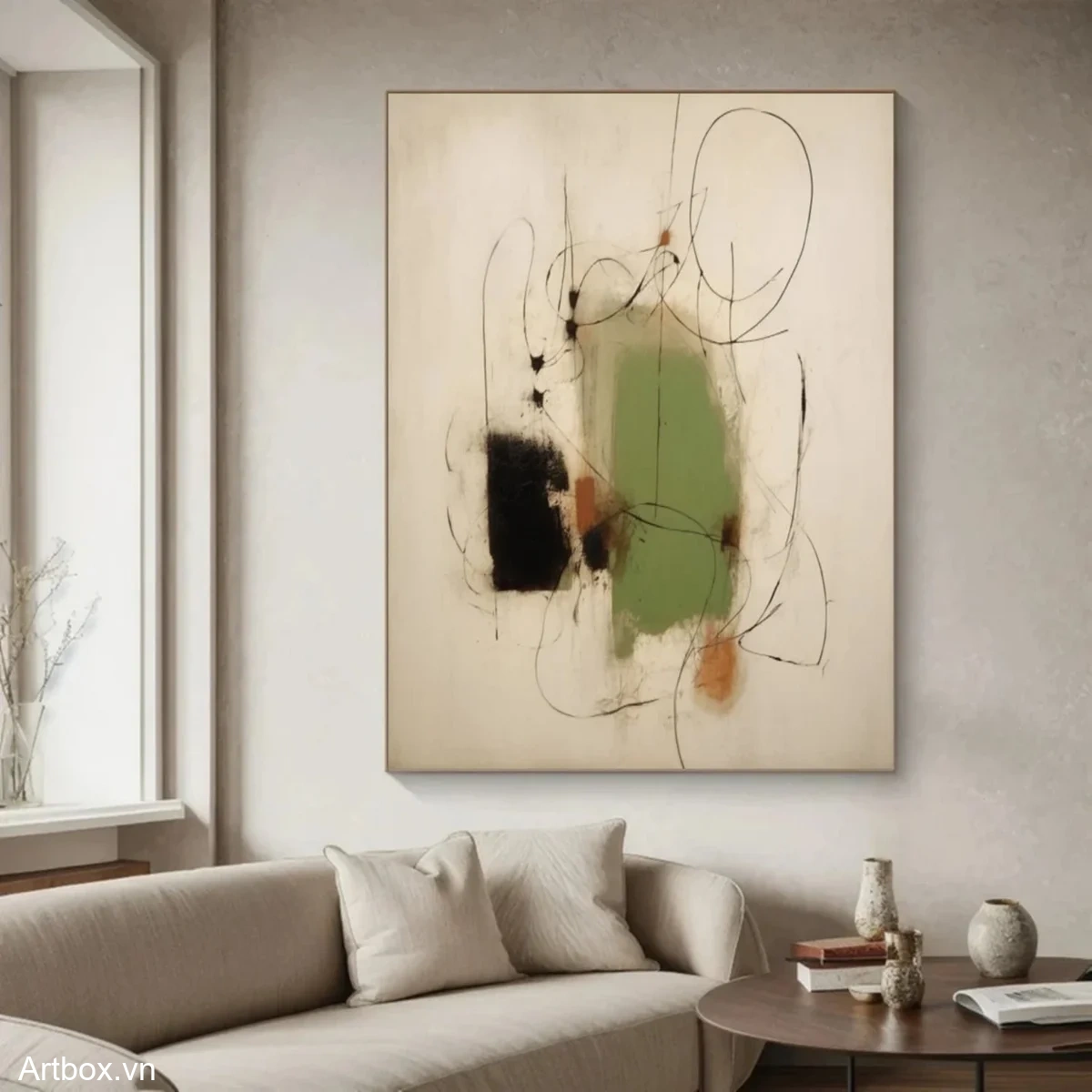 Hòa Nhạc Tĩnh Lặng – Tranh Sơn Acrylic Trừu Tượng Trừu tượng Đa sắc Trang Trí Phòng khách, Phòng làm việc – Phong Cách Hiện Đại