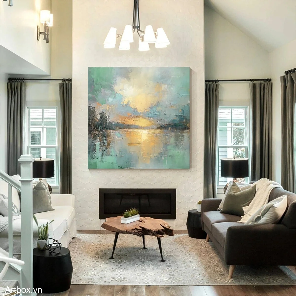 Bình Minh Trên Hồ Nước - Mẫu 3