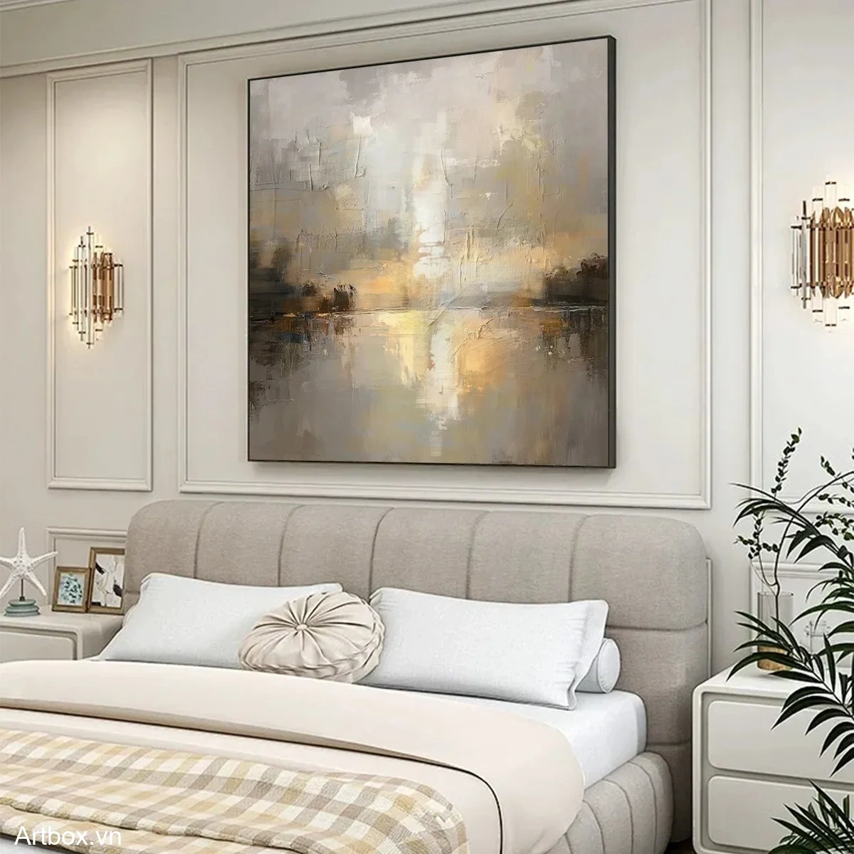 Bình Yên Giữa Dòng Đời – Tranh Sơn Acrylic Trừu Tượng Phong cảnh Đa sắc Trang Trí Phòng khách, Phòng ngủ – Phong Cách Hiện Đại