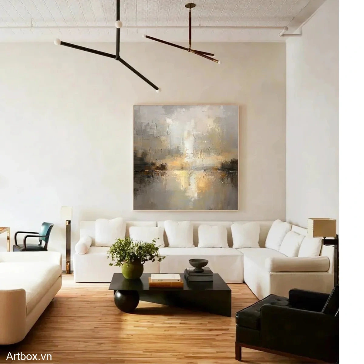 Bình Yên Giữa Dòng Đời – Tranh Sơn Acrylic Trừu Tượng Phong cảnh Đa sắc Trang Trí Phòng khách, Phòng ngủ – Phong Cách Hiện Đại