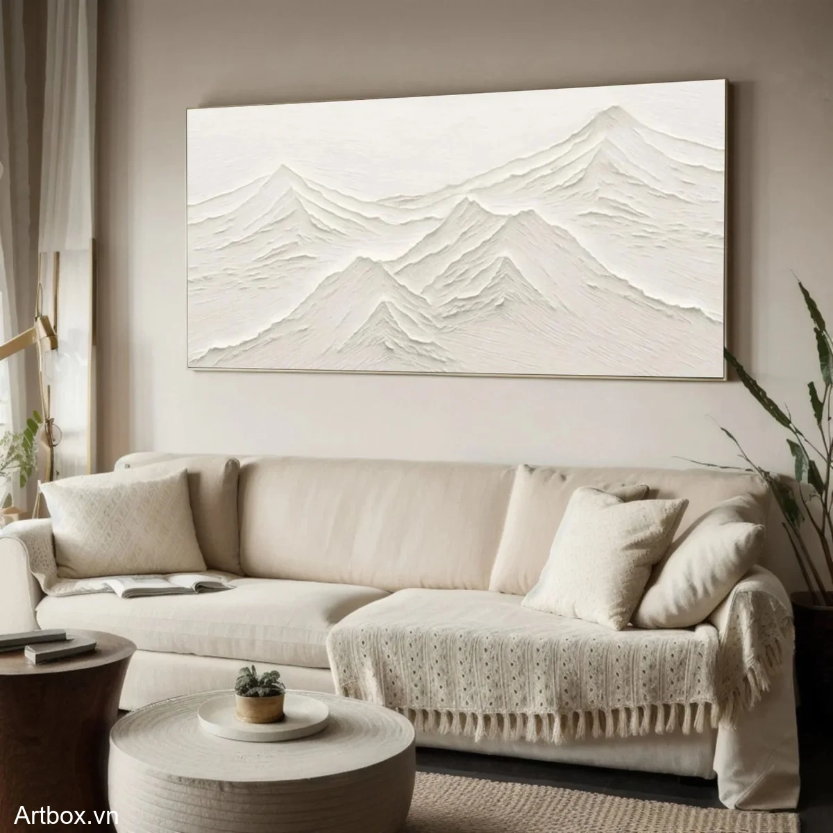 Dãy Núi Trong Sương Mù – Tranh Sơn Acrylic Trừu Tượng Phong cảnh Đa sắc Trang Trí Phòng khách, Phòng ngủ – Phong Cách Hiện Đại