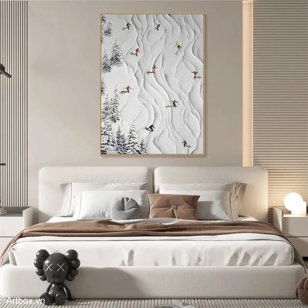 Bản Giao Hưởng Tuyết Trắng – Tranh Sơn Acrylic Trừu Tượng Phong cảnh Đa sắc Trang Trí Phòng khách, Phòng làm việc – Phong Cách Hiện Đại