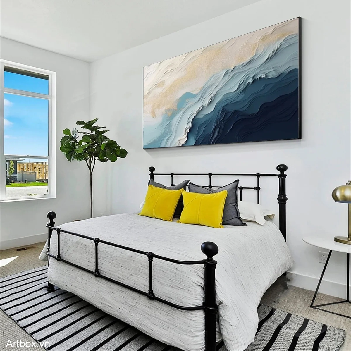 Dòng Chảy Màu Sắc – Tranh Sơn Acrylic Trừu Tượng Trừu tượng Đa sắc Trang Trí Phòng khách, Phòng làm việc – Phong Cách Hiện Đại