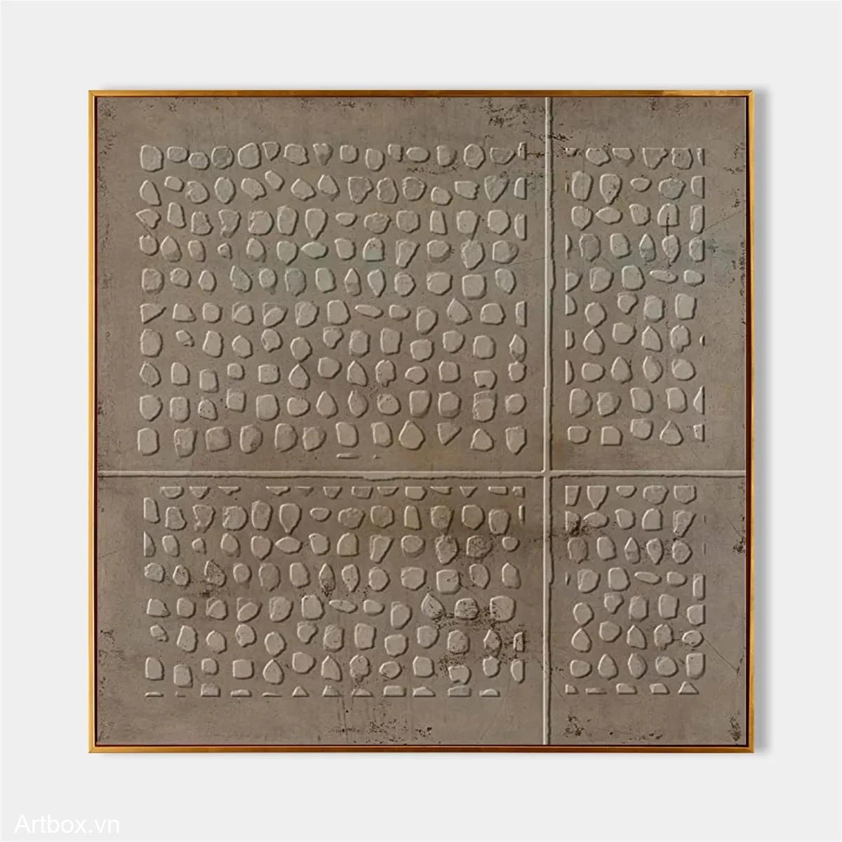 Hơi Thở Của Đất – Tranh Sơn Acrylic Trừu Tượng Trừu tượng Nâu be Trang Trí Phòng khách, Phòng làm việc – Phong Cách Hiện Đại