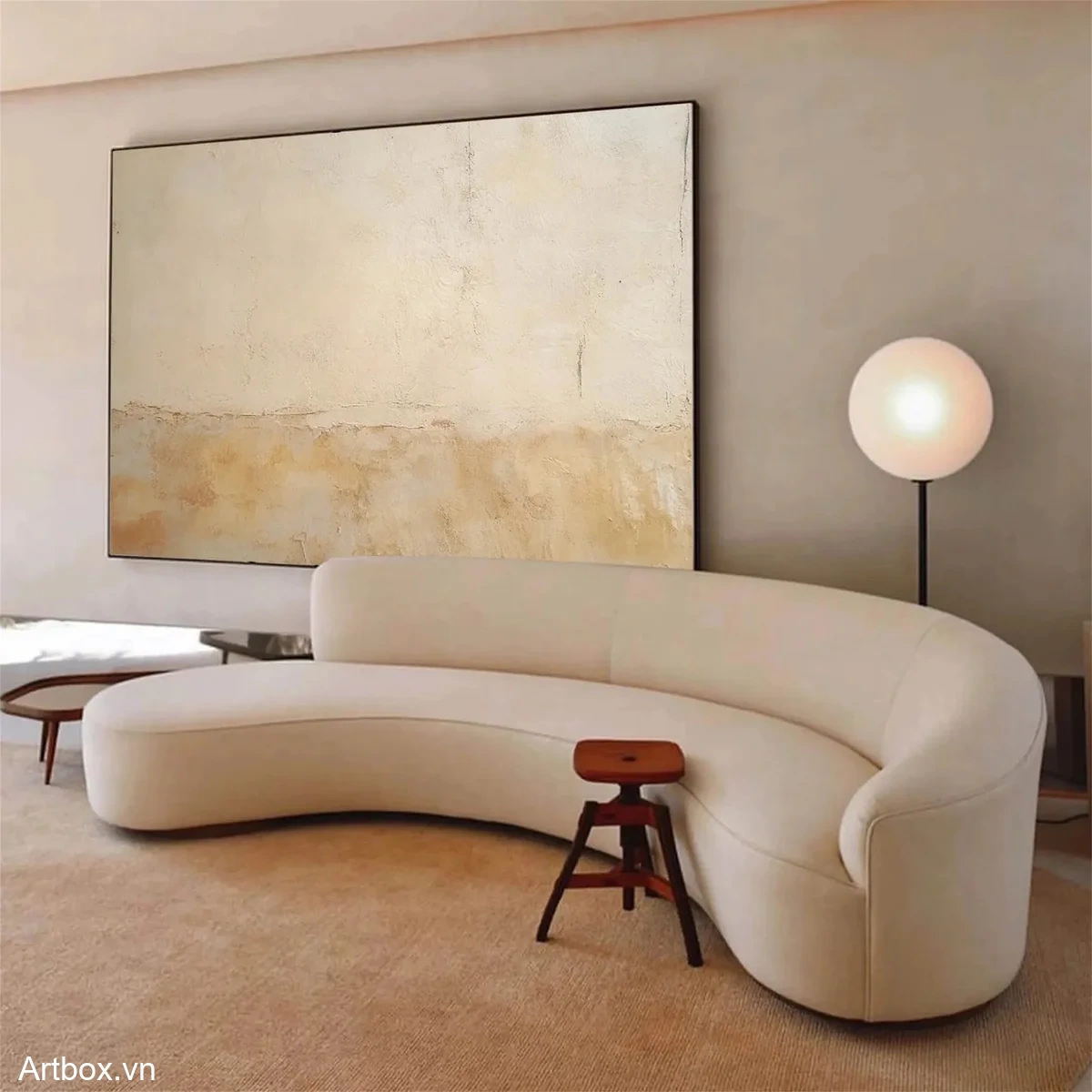 Hòa Quyện Của Đất Trời – Tranh Sơn Acrylic Trừu Tượng Trừu tượng Nâu be Trang Trí Phòng khách, Phòng ngủ – Phong Cách Hiện Đại