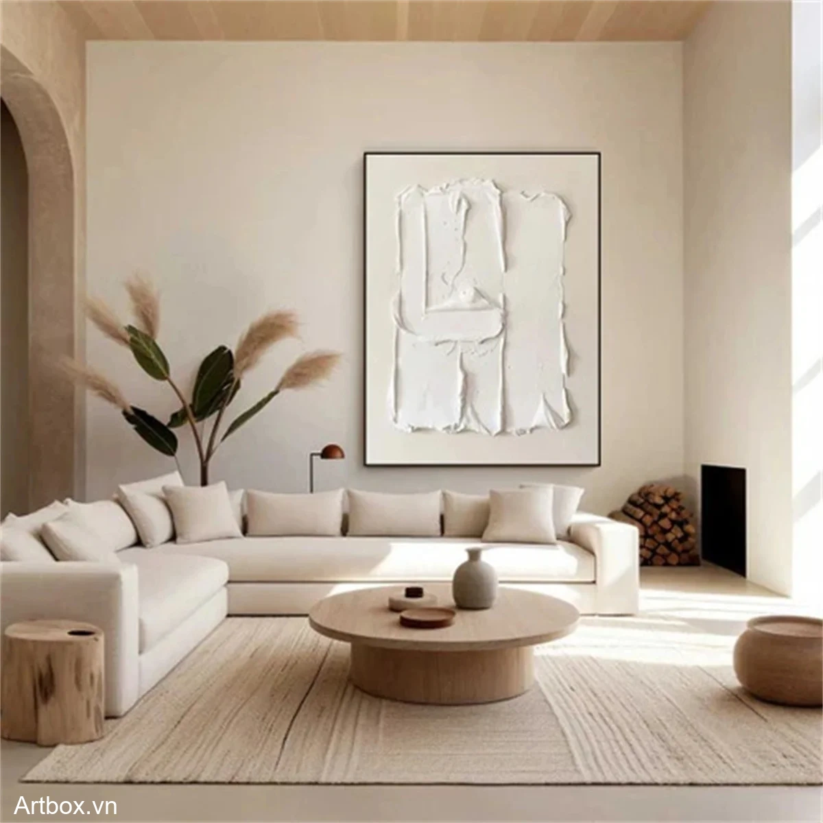 Bản Giao Hưởng Trắng – Tranh Sơn Acrylic Trừu Tượng Minimal / Tối giản Đa sắc Trang Trí Phòng khách, Phòng ngủ – Phong Cách Hiện Đại