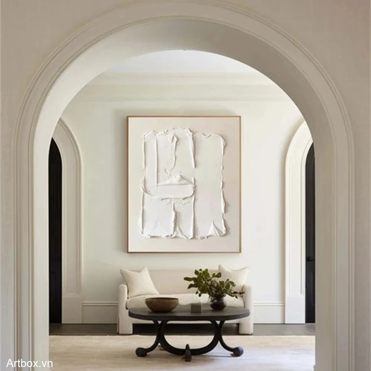 Bản Giao Hưởng Trắng – Tranh Sơn Acrylic Trừu Tượng Minimal / Tối giản Đa sắc Trang Trí Phòng khách, Phòng ngủ – Phong Cách Hiện Đại