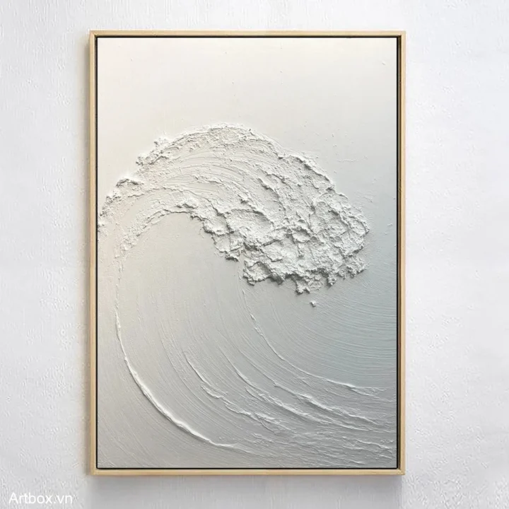 Sóng Trắng Dịu Dàng – Tranh Sơn Acrylic Trừu Tượng Biển Đa sắc Trang Trí Phòng khách, Phòng ngủ – Phong Cách Hiện Đại