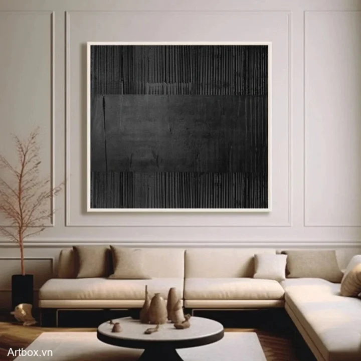 Bản Giao Hòa Đen – Tranh Sơn Acrylic Trừu Tượng Trừu tượng Đa sắc Trang Trí Phòng khách, Phòng làm việc – Phong Cách Hiện Đại