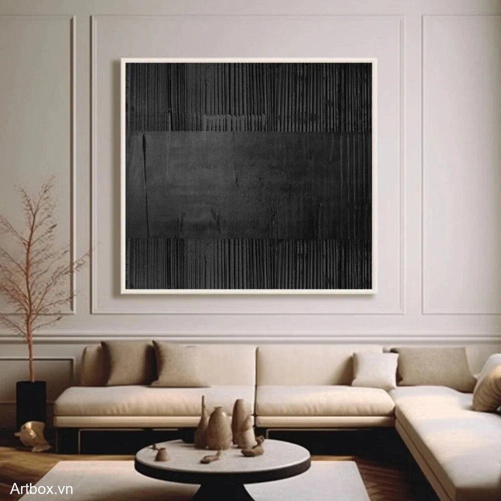 Bản Giao Hòa Đen – Tranh Sơn Acrylic Trừu Tượng Trừu tượng Đa sắc Trang Trí Phòng khách, Phòng làm việc – Phong Cách Hiện Đại
