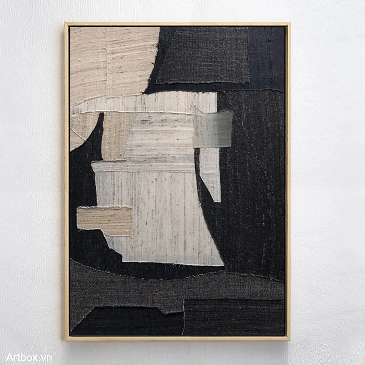 Hòa Quyện Đen Trắng – Tranh Sơn Acrylic Trừu Tượng Trừu tượng Đen trắng Trang Trí Phòng khách, Phòng làm việc – Phong Cách Hiện Đại