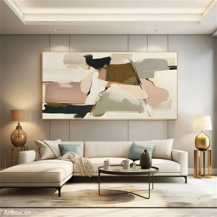 Hòa Quyện Màu Sắc – Tranh Sơn Acrylic Trừu Tượng Trừu tượng Đa sắc Trang Trí Phòng khách, Phòng làm việc – Phong Cách Hiện Đại