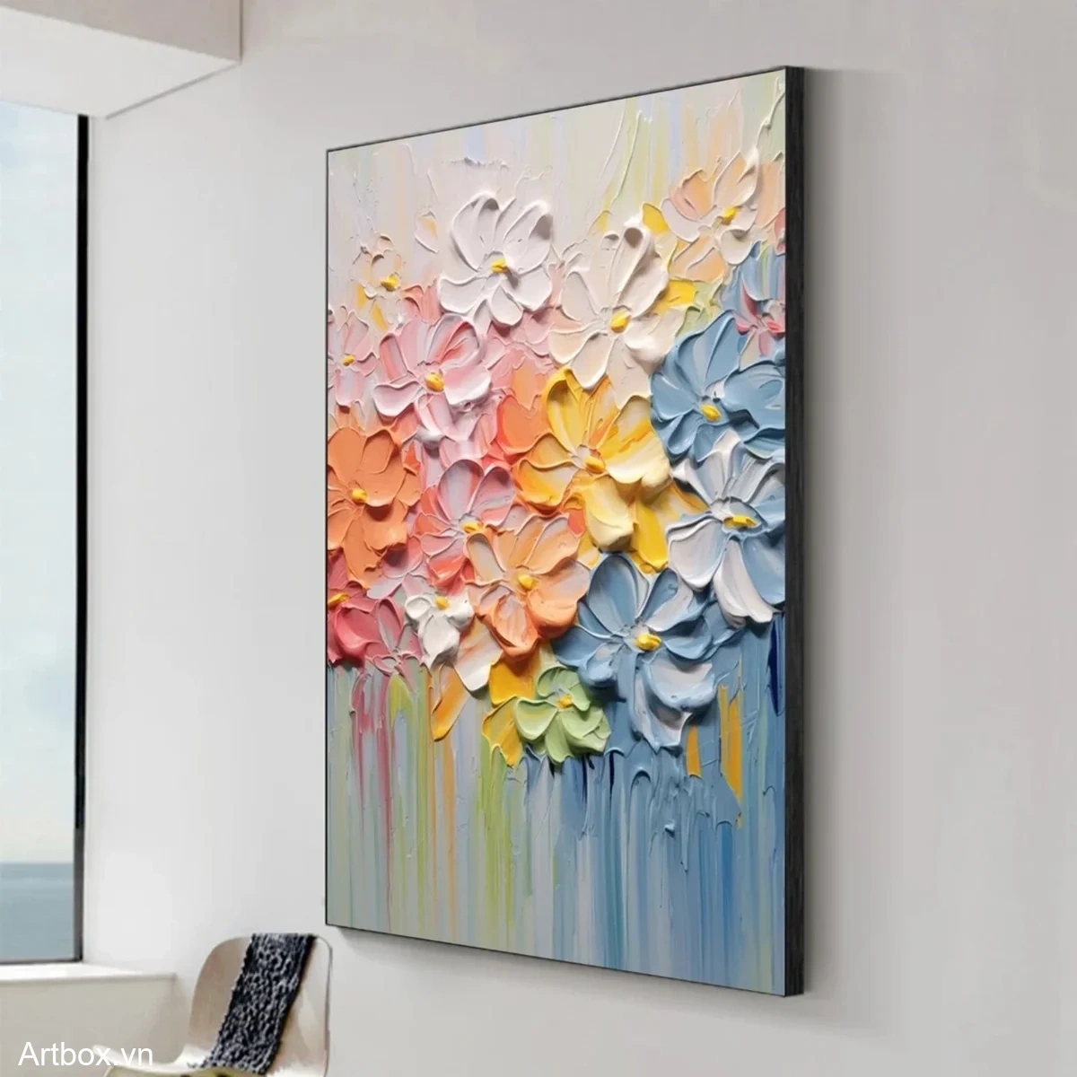 Vườn Hoa Ngọt Ngào – Tranh Sơn Acrylic Trừu Tượng Hoa Đa sắc Trang Trí Phòng khách, Phòng ngủ – Phong Cách Hiện Đại