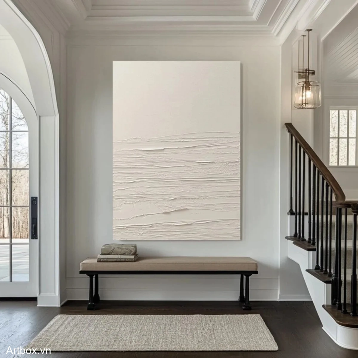 Hòa Quyện Tĩnh Lặng – Tranh Sơn Acrylic Trừu Tượng Minimal / Tối giản Đen trắng Trang Trí Phòng khách, Phòng ngủ – Phong Cách Hiện Đại